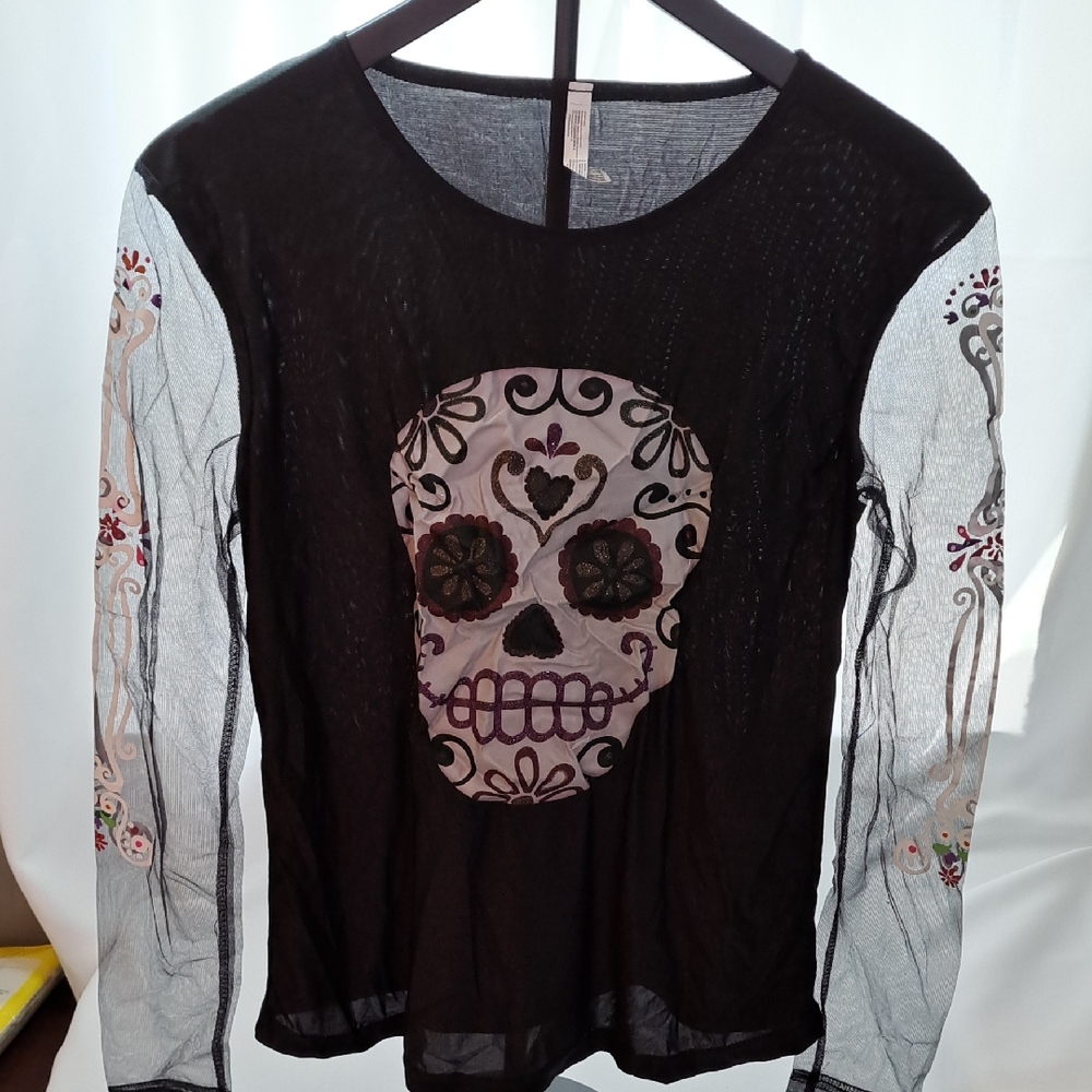 Amscan Black Sheer Top with Vibrant Design
